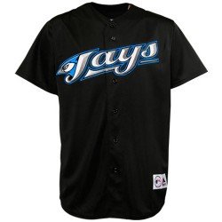 MLB Toronto Blue Jays Adult Short Sleeve 6 Button Synthetic Replica Jersey (Black, Large)
