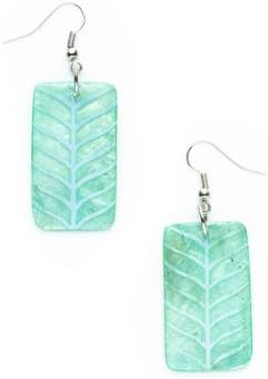 Fair Trade Capiz Necklace or Earrings - Handmade From Sustainable Shell (Soft Fern Earrings)