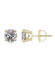 2 ct Solitaire Diamond Stud Earrings in Yellow Gold