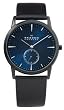Skagen #958XLBLN Men's Black IP Blue Dial Leather Band Dress Watch