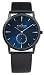 Skagen #958XLBLN Men's Black IP Blue Dial Leather Band Dress Watch