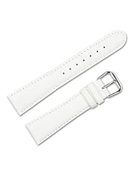 Smooth Leather Watchband - White 19MM