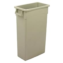 Continental H8322BE 23-Gallon Wall Hugger LLDPE Waste Receptacle with Handles, Rectangular, Beige