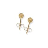 14k Yellow Gold Medium (M) Size 4mm Pave Cut Ball Perfect Fit Stud Earrings, Hypoallergenic