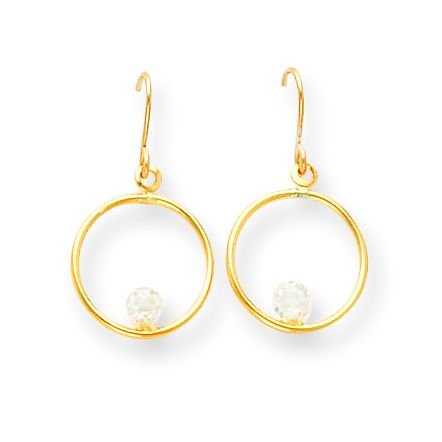 14k Wire CZ Hoop Earrings