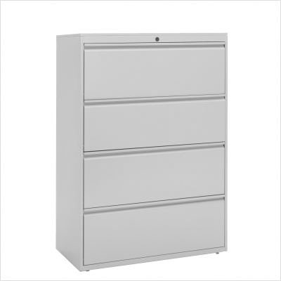 Trace 4 Drawer Lateral File Pull Type Square Front Satin Nickel Pull Width 30 Finish Textured Colors - GO Bright White