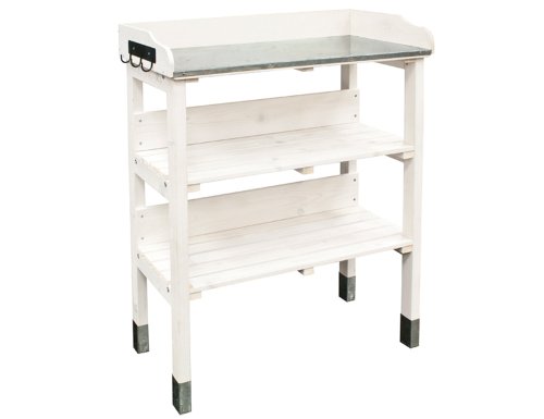 Siena Garden 748830 Pflanztisch, wei&szlig;,76x37x89cm verzinkte Arbeitsplatte