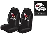 3-Piece Arizona Cardinals Automotive Interior Gift Set - A Set of 2 NFL Licensed Universal-Fit Front Bucket Seat Covers and One Official NFL Licensed Team Helmet Logo Air Freshener Pine Forest Scent