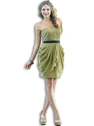 Chiffon Sweetheart Short Sheath Fitted Draped Bridesmaid Dress  With a Sash 