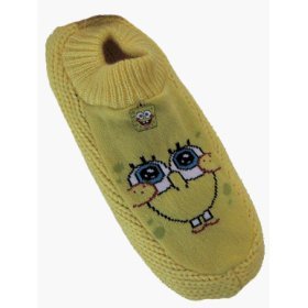 ONE PAIR Spongebob Squarepants Non skid Slipper Socks - Fits Shoe Sizw 5 -10.5