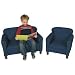 Childs Play Wooden Frame Upholstery Pin Dot Pattern Chair with Legs, 20" Length x 18" Width x 21" Height, Blue