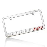 Camaro SS White and Red Word Chrome Metal License Frame by Chevrolet