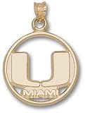 Miami Hurricanes Solid 10K Gold ''U'' In Pierced Circle Pendant