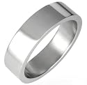 Unisex 6mm Plain Silver Stainless Steel Band Ring - Various Sizes Available