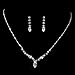 ACCESSORIESFOREVER Women Bridal Wedding Prom Fashion Jewelry Set Crystal Rhinestone V Shape Drop Necklace Silver Clear