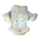 Baby Blue Faux Fur Rhinestone Marabou Boa Jacket Coat XS
