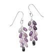 .925 Silver & Beaded Purple Agate Cluster Earrings