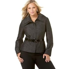 AK Anne Klein Plus Size Belted Jacket with Oversized Collar
