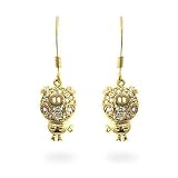 14K Gold Plated Little Piggy CZ Earrings