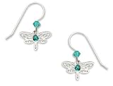 Dragonfly Earrings Silver Blue Laser Cut Drop by Sienna Sky 716-1