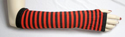 striped gauntlet gloves / arm warmers in assorted colors assorted glove colors: purple/black