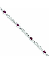 Genuine .925 Sterling Silver African Ruby And Diamond Bracelet 5.1 Grams . 100% Satisfaction Guaranteed.
