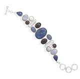 8+1 Extension Lapis, Amethyst, Agate, Chalcedony and Cultured Freshwater Pearl Toggle Bracelet