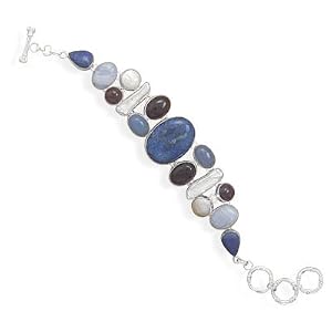 8 Inch+1Extension Lapis, Amethyst, Agate, Chalcedony and Cultured Freshwater... by
