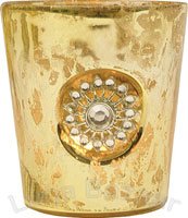Gold Mercury Glass Votive (sun motif)
