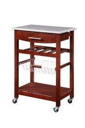 Linon Granite Top Kitchen Cart in Wenge Finish Linon Granite Top Kitchen Cart in Wenge Finish