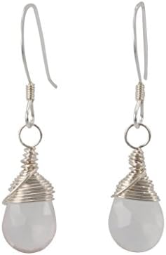 Rose Quartz Briolette Gemstone Dangle Earrings in Sterling Silver