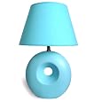 18" Aqua Poly Table Lamp with Round Linen Shade