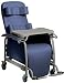 Lumex® Preferred Care® Recliner: Meets California Technical Bulletin 133 Flammability Standards Blue Ridge The Lumex 565 Patented recline mechanism allows for infinite positioning of recline. Reduced armrest and seat height enables the recliner to fit under dining/activity tables and allows resident to "scoot" and more easily reposition chair by themselves. Four swivel casters with two rear locking casters enable the Preferred Care Recliner to be easily maneuvered in small spaces and moved down hallways. The Lumex 565 Patented recline mechanism allows for infinite positioning of recline. Reduced armrest and seat height enables the recliner to fit under dining/activity tables and allows resident to &ldquo;scoot&rdquo; and more easily reposition chair by themselves.&nbsp; Two swivel, rear-locking casters enable the Preferred Care Recliner to be easily maneuvered in small spaces and moved down hallways.Standard Features&bull; Infinite recliner back patented mechanism provides infinite positioning of the back, ranging from 95 degrees to 145 degrees for increased resident comfort and pressure relief. The reclining back can be locked in any position by the caregiver.&bull; A unique suspension system self-adjusts to each person, cradling the resident from head to heel and virtually eliminating the risk of &ldquo;bottoming out&rdquo;.&bull; Extra-wide padded armrests and side panels maximize comfort.&bull; Durable epoxy coated welded steel frame is easy to clean and maintain.&bull; Quick-release upholstery allows for easy cleaning, removal and replacements. Vinyl upholstered back is sulfide stain, mildew and oil resistant.&bull; A variety of accessories are available to customize the chair for specific individual needs.&bull; Lumex Wrap-Around WarrantyWelded Frame: Limited LifetimeUpholstery: Limited One YearAll Other Components: Limited Three Year&bull; Weight Bearing Capacity: 250 lb. *Tray Table, bolsters, and footrests are&nbsp;sold separately and