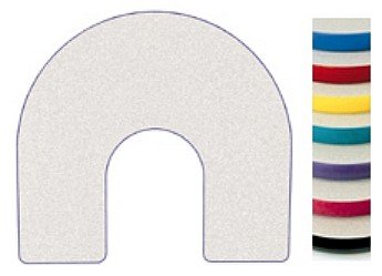 McCourt 74550PGB-LOW 60 x 66 Inch Horseshoe Activity Table - Pebble Gray Top with Blue Banding & Legs - Adjusts to 15-22 Inches
