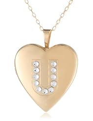 Momento Lockets Silver Swarovski Crystal Initial U Locket Necklace, 18"