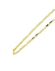 14K Yellow Gold 1mm Snail Square Chain Necklace 20"