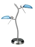 Lite Source LS-309PS L BLU Dancer Halogen 2-Lite Table Lamp - Polished Steel with Light Blue