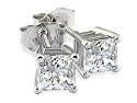 1.5 ctw Princess Cut Diamond Stud Earrings in 14K White Gold