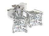 1.5 ctw Princess Cut Diamond Stud Earrings in 14K White Gold