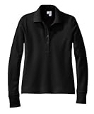 NEW District Threads - Ladies Long Sleeve Stretch Pique Sport Shirt Black1X