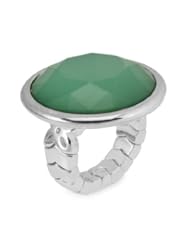 Womens Silver Tone With Green Stone Stretchable Ring