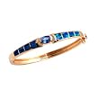 14K Yellow Gold Tanzanite, Diamond and Black Opal Bangle Bracelet