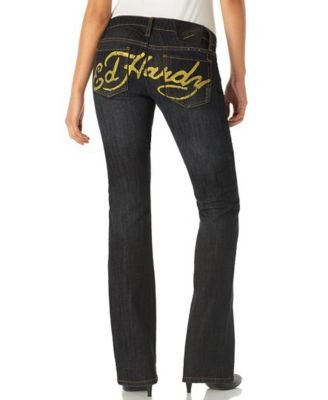 Amazon.com: Ed Hardy Jeans Tattoo Logo Boot-Cut Jeans: Clothing
