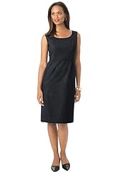 Plus Size Scoop Neck Sleeveless Polyester/Wool Sheath  Dress