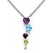 18k White Gold Multi-Colored Gemstone and Diamond Heart Pendant Necklace