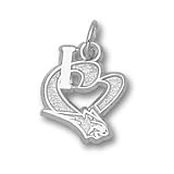 Charlotte Bobcats 1/2in Sterling Silver I Heart Logo Pendant