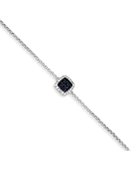 14k White Gold Diamond & Sapphire W/ Square & .5in Ext. Bracelet