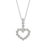 14K White Gold Bezel Set Round Diamond Heart Shaped Necklace (0.13 ctw, G-H, SI1)