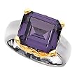 14K Two-Tone Gold Amethyst and Diamond Ring