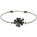 Bijoux Les Poulettes - Bracelet Trèfle Nacre Grise et Perles d'Argent - Lien Gris